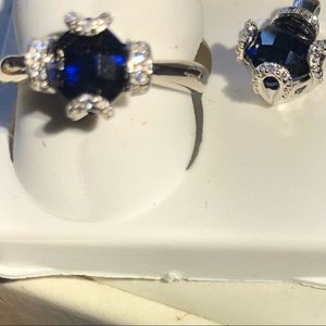 Created Sapphire Ring and Pendant Set